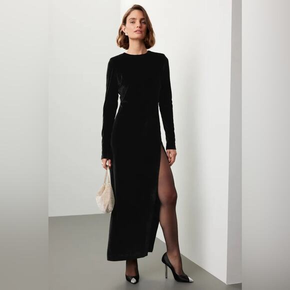 NONchalant Maxwell Velvet Maxi dress black - L - Picture 1 of 12